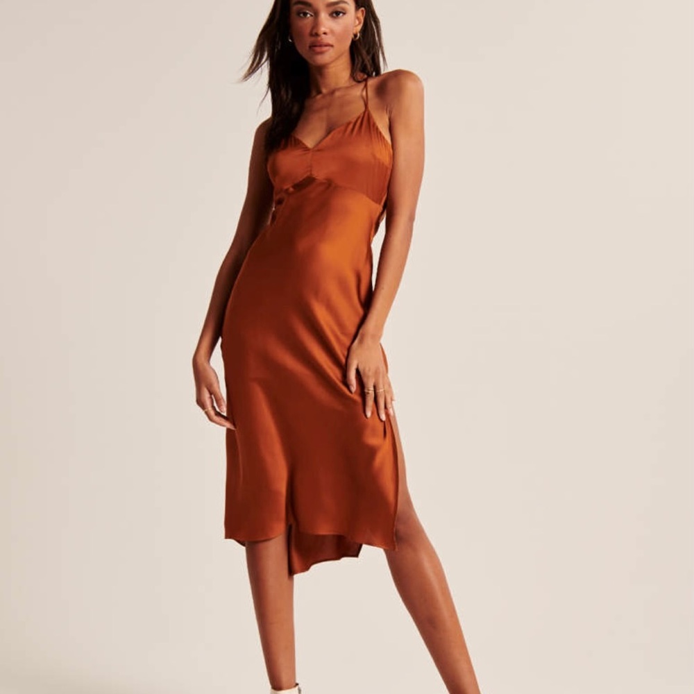 Satin Midi Dress with slit